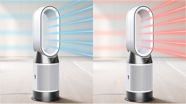 The Dyson Purifier Hot+Cool HP11 heating purifier emitting powerful airflow.