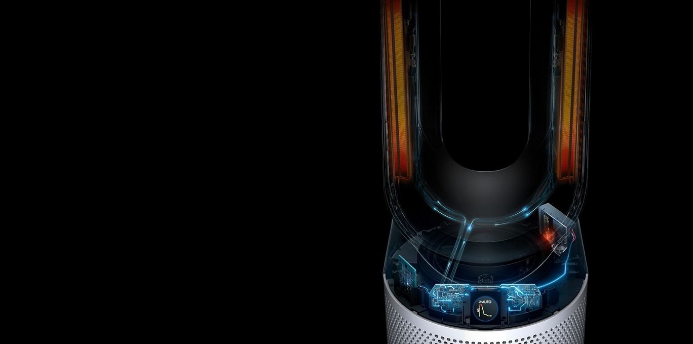 A Dyson Purifier Hot+Cool HP11 cutaway of the ceramic plates heating up.